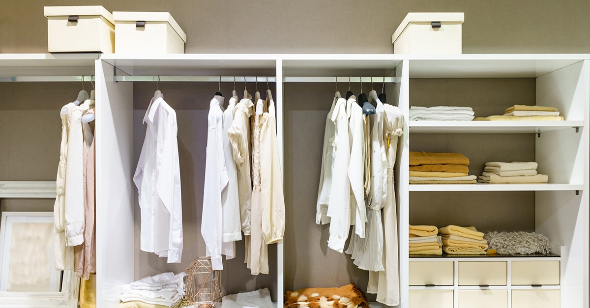 A closet with built-in storage