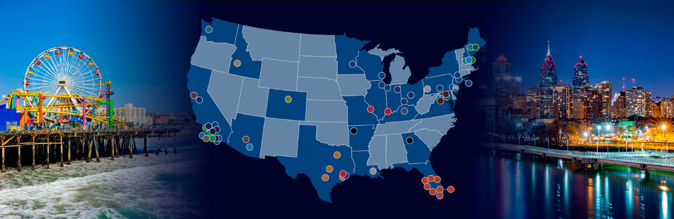 map Map showing location of TRG companies in U.S.