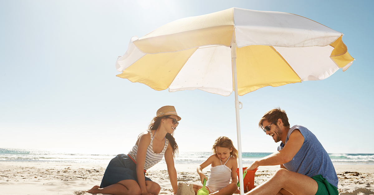 A family spending time on the beach