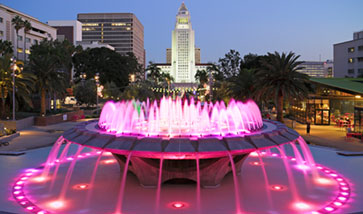 fountain in city downtown